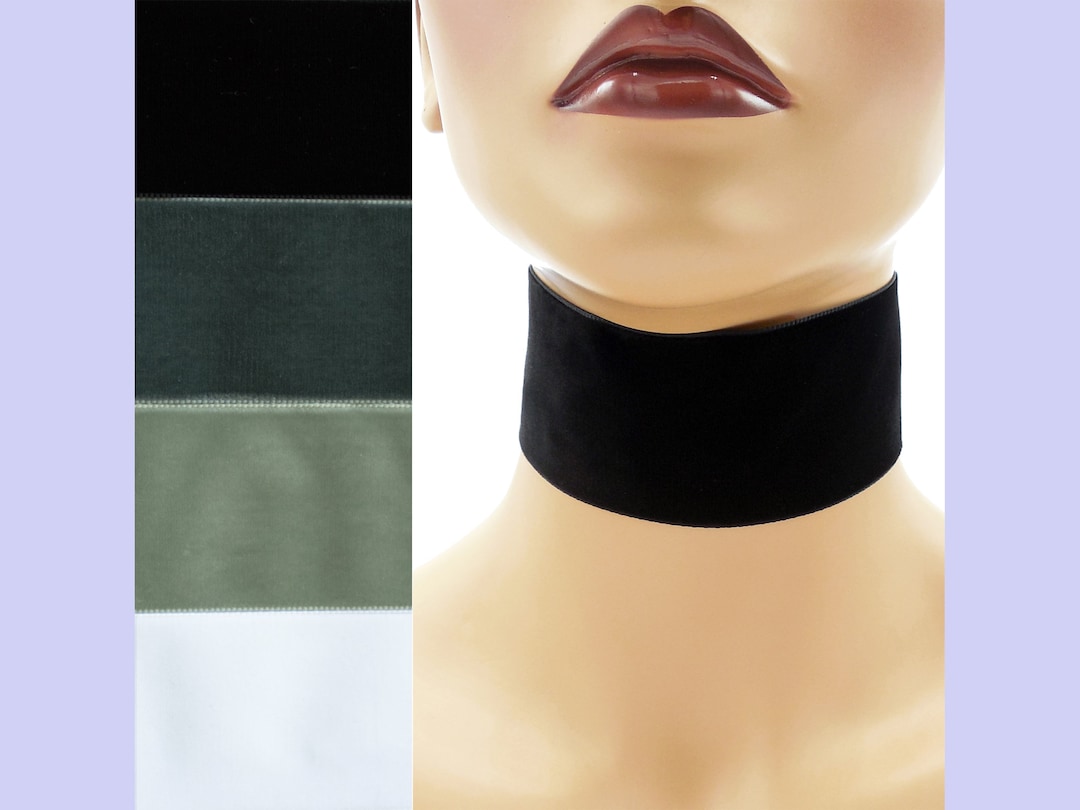 Extra Wide 2-inch Black White or Gray Velvet Choker Custom Made Your ...