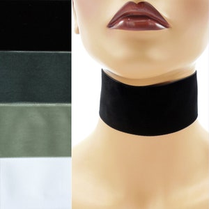 Extra Wide 2-inch Black White or Gray Velvet Choker Custom made Your Length and Color shade (approximate width 2 inches; 50 - 51 mm; 2&quot;)