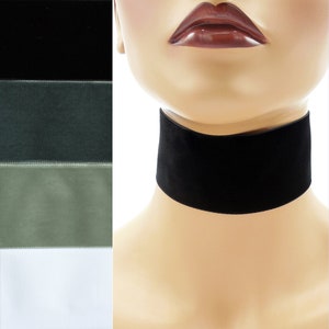 Extra Wide 2-inch Black White or Gray Velvet Choker Custom made Your Length and Color shade (approximate width 2 inches; 50 - 51 mm; 2")