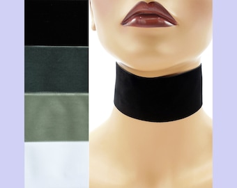 Extra Wide 2-inch Black White or Gray Velvet Choker Custom made Your Length and Color shade (approximate width 2 inches; 50 - 51 mm; 2")