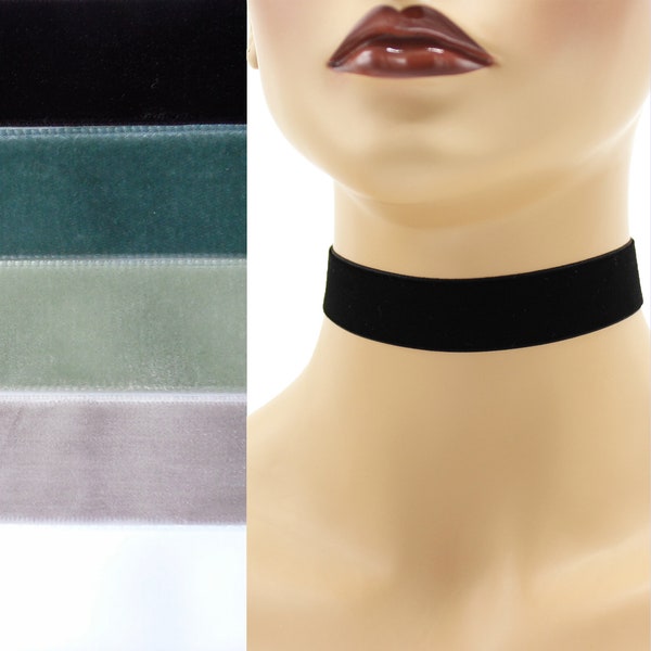 Velvet Choker 7/8 inch wide Custom made Your Length and Color Black White Gray shades + (approximate width 0.875 inches; 22 - 23 mm)