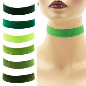 Green Velvet Choker 7/8 inch wide Custom made Your Length and Color shade (approximate width 22 - 23 mm) hunter moss lime celadon emerald +