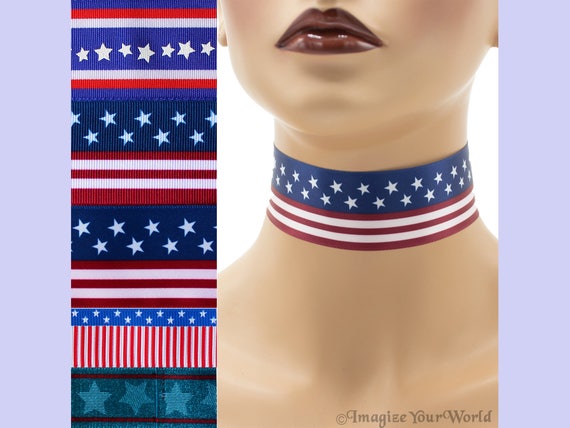Patriotic Choker 1.5" custom necklace Independence Day 4th of July America USA 