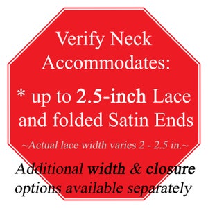 Black Stretch Lace Choker with lace-up satin tie closure Custom made in your fit Extra Wide exact width varies 2 - 2.5 inches 2.25" 2.4" + image 4