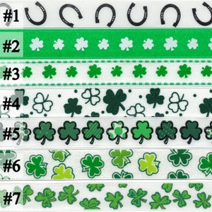 Custom St. Patrick's Day Choker 5/8 inch wide Shamrocks Luck of the Irish Green Clover Lucky Horseshoes Paddy 16 17 mm width Your Size image 2