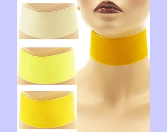 Extra Wide 2-inch Velvet Choker Yellow shades Custom made Your Length and Color shade (approximate width 2 inches; 50-51 mm; 2") cream gold