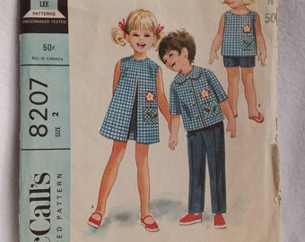 Vintage 1960s Toddler Sewing Pattern McCall's 8207 Size 2