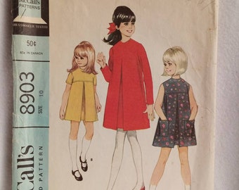 Vintage 1960s Girls Dress McCall's 8903 Size 10