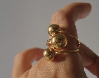 Dreifach Kugel Ring, Goldring mit 3 Kugeln, Goldring, Goldring, Gold Ring, Luxus Geschenk für sie, Stapelring, Gold Ring