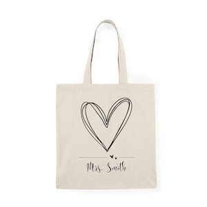 Sac fourre-tout personnalisé pour professeur, cadeau personnalisé pour professeur, fourre-tout en toile, cadeau de remerciement fourre-tout personnalisé au nom de l'enseignant, sac fourre-tout réutilisable pour professeur