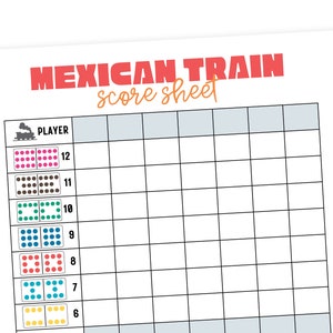 Tarjetas de puntuación del tren mexicano - Hojas de puntuación del juego de dominó imprimibles - Hoja de puntuación del juego del tren mexicano con descarga instantánea