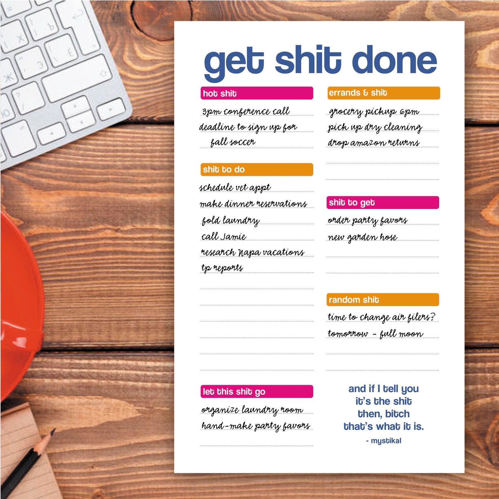 Printable to Do List - Get Shit Done - Shit List - Funny Printable 5 ...