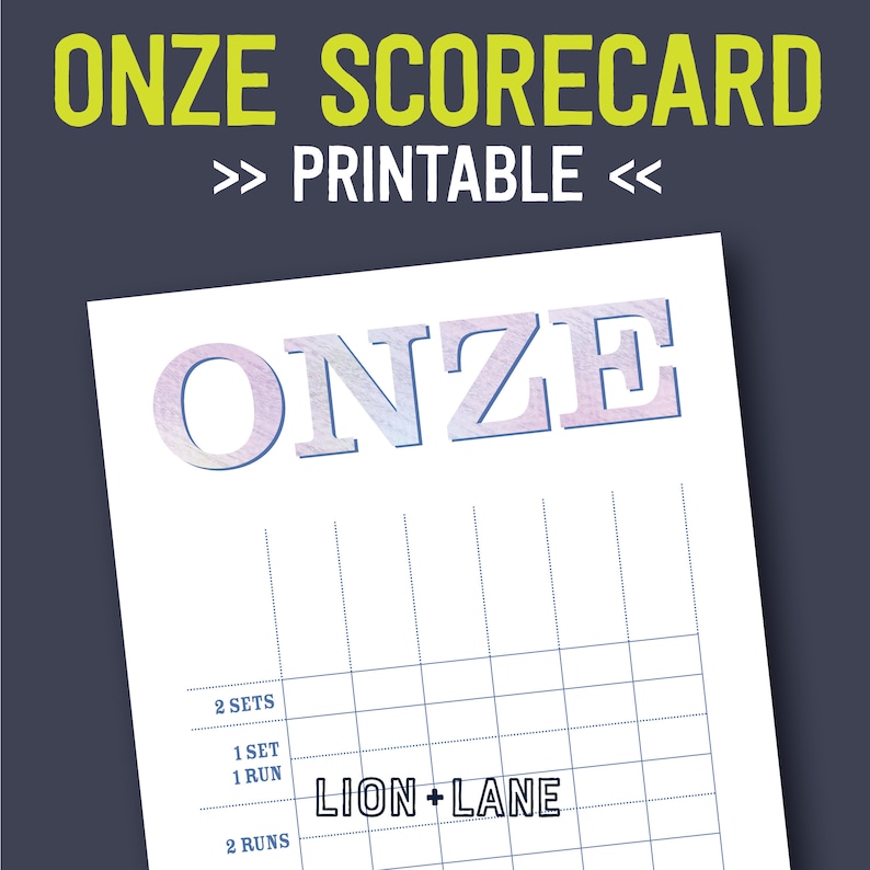 ONZE Scorecards Printable Score Sheets Instant Download | Etsy Canada