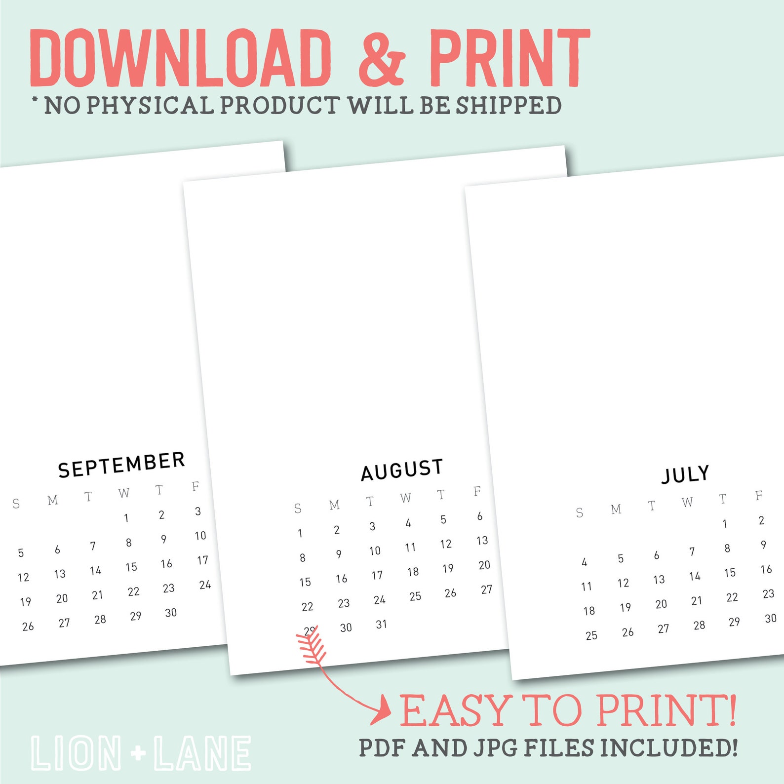 2021 DIY Calendar 8.5x11 Printable Blank Calendar BONUS | Etsy