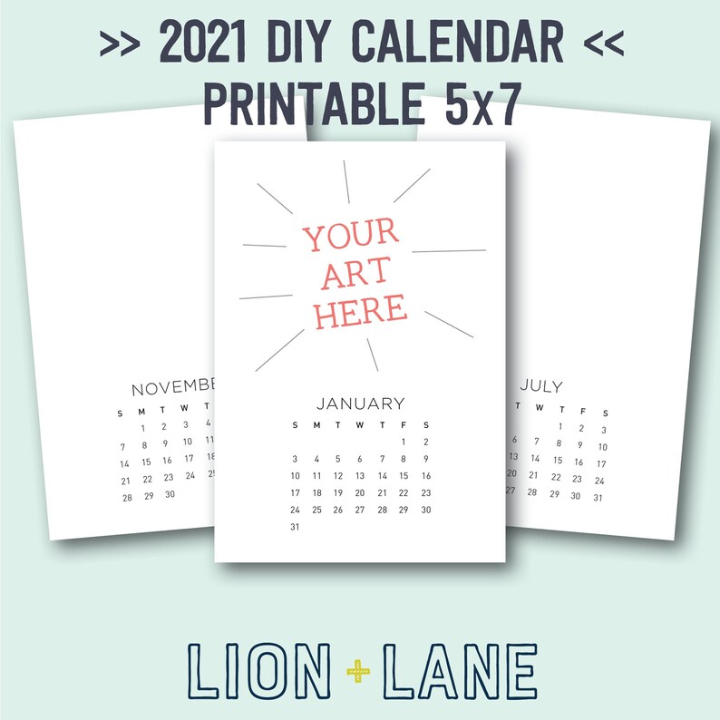 2021 DIY Calendar 5x7 Printable Blank Calendar BONUS Aug