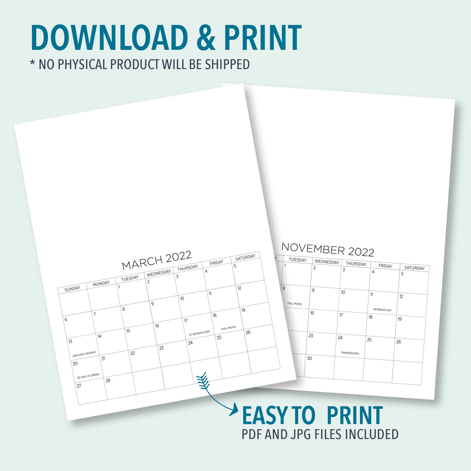 2022 blank diy calendar 85x11 printable calendar with