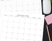 2026 Printable Calendar - MONDAY to SUNDAY week Calendar - Lines and unlined - Home Office Parents Students Planning Calendar - Letter