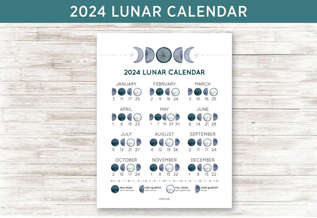 Printable Lunar Calendar 2024 Moon Phase Calendar 2024 Moon Calendar