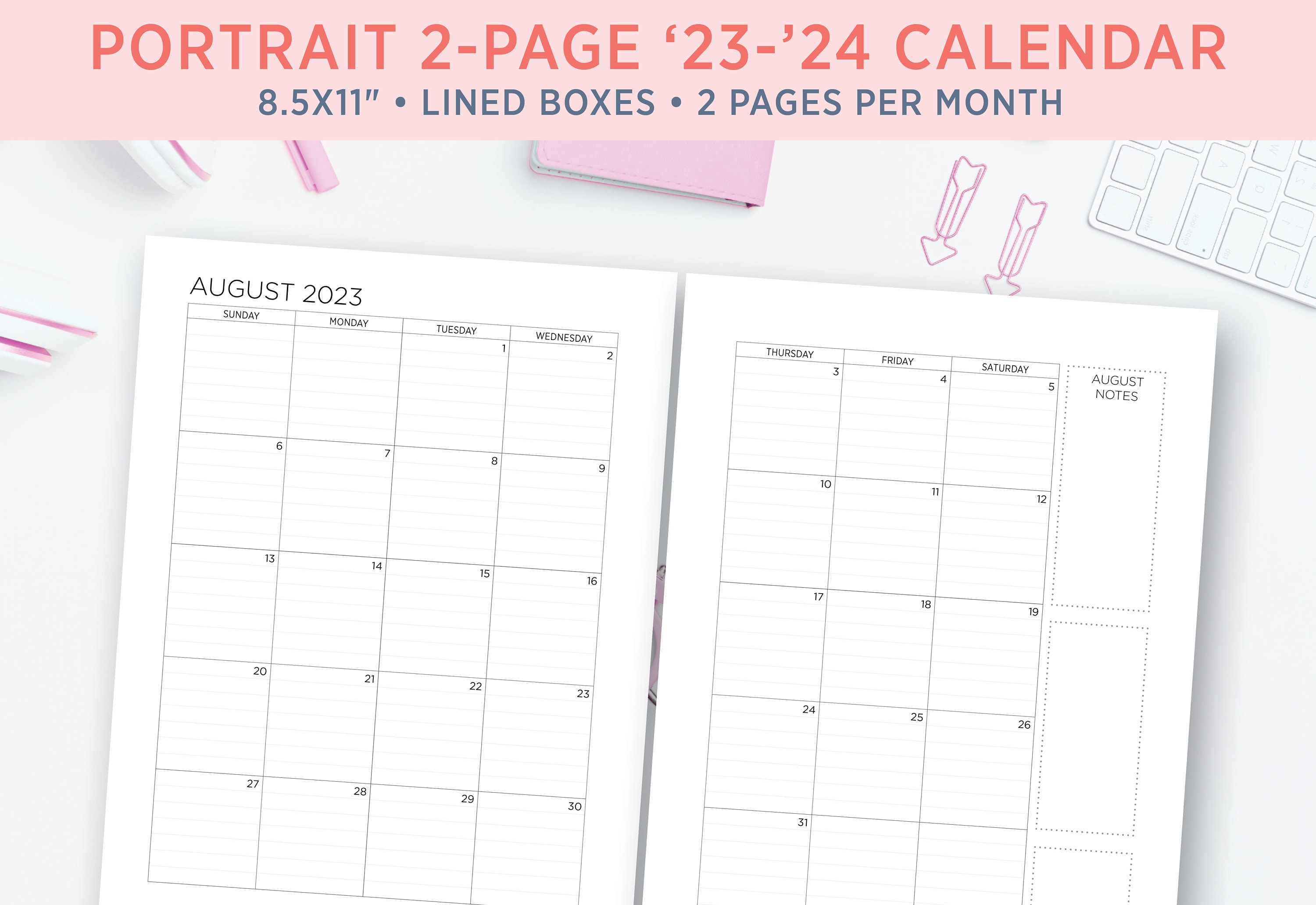 2024 Printable Calendar 2-page Monthly Spreads 23-24 Calendar With Lines Portrait Letter Vertical Orientation Academic Calendar Set - Etsy 2024-printable-calendar-2-page-monthly-spreads-23-24-calendar-with-lines-portrait-letter-vertical-orientation-academic-calendar-set-etsy