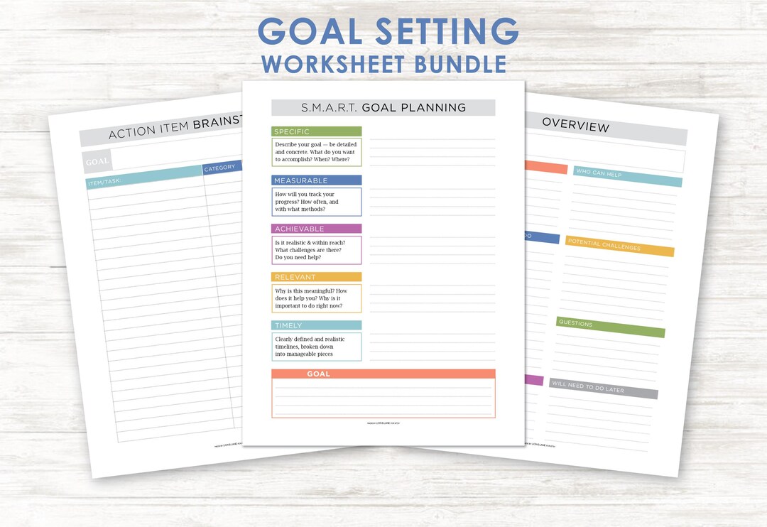 Printable SMART Goal Setting Colorful Goal Tracking Goal Planning ...