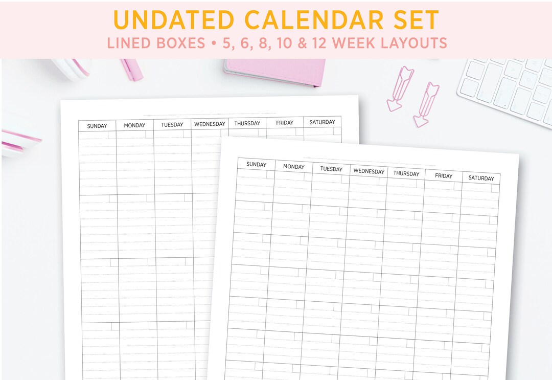 Printable Undated Calendar Blank Printable Calendar With Lines 5