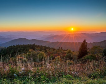 Blue Ridge Sunset — Sunset from the Cowee Mountain Overlook on the Blue Ridge Parkway.