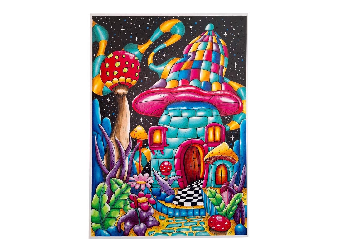 Psychedelic Mushroom Poster Art - Etsy