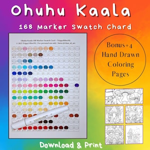 Ohuhu Kaala marker 168 marker DIY staal snijbiet + handgetekende kleurplaten
