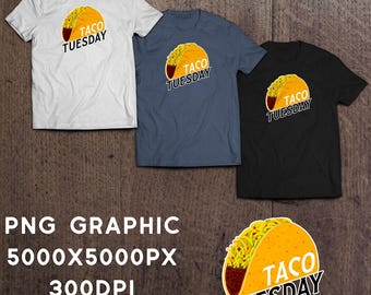 Martes de Tacos, Gráfico de Camiseta, Gráfico para Amantes de la Comida, Descarga Digital PNG