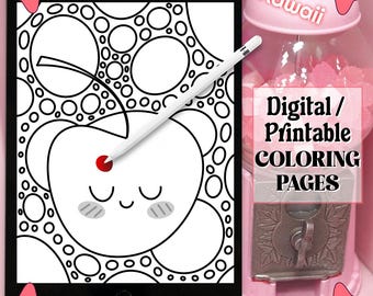 Páginas para colorear de comida y bebida kawaii, libro para colorear imprimible, descarga digital