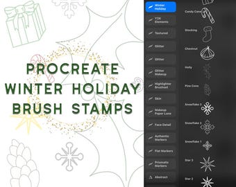 Sellos de pincel para Procreate, formas navideñas de invierno, pinceles navideños