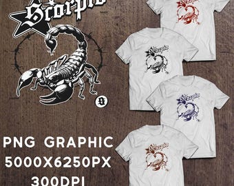 Diseño de camiseta de Escorpio, Astrología, PNG imprimible, Descarga digital