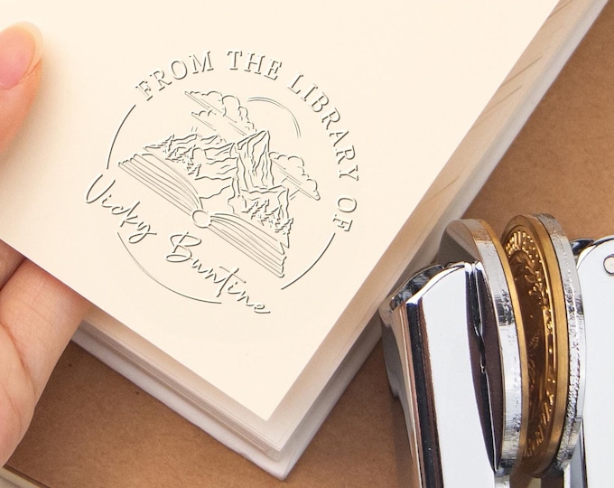 Personalized Book Embosser, Custom Embosser Design, Library Embosser, Book Lover Gift, Ex libris of, Book Belongs to