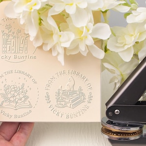 Gepersonaliseerd boekembosser, bibliotheekembosser, cadeaus boekenliefhebber, custom embosserontwerp, uit bibliotheek van