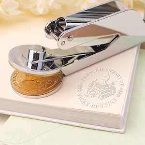 Timbro goffratore personalizzato per libri, timbro goffratore personalizzato, dalla biblioteca di Book Embosser, regalo per gli amanti dei libri, Ex Libris