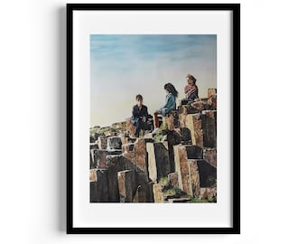 Giants Causeway People Northern Ireland North Coast Watercolour Print A4 Mounted To A3