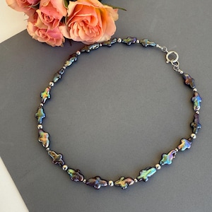 Black  pearl necklace, handmade