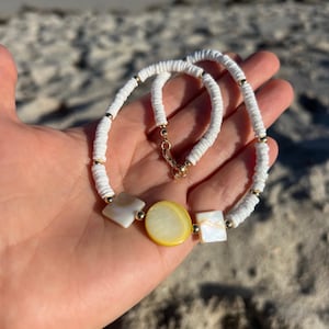 White shell necklace, handmade