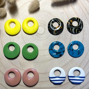 2 "Round Pop" Tassels with or without stainless steel hoops - handmade polymer clay - zebra or solid color