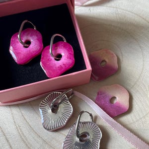 Creoles with glamorous tassel &quot;the irresistibles&quot; polymer clay - interchangeable double-sided steel/painted silver stainless steel