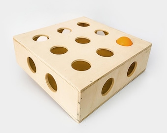 Interactive Wooden Cat Toy with Rolling Ball - Engaging Pet Entertainment for Active Cats