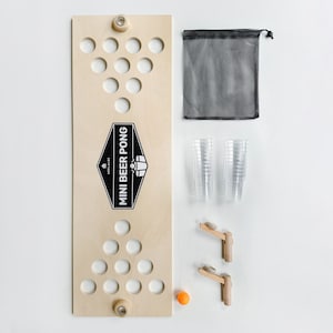 Portable Wooden Mini Beer Pong Game - Small Size, Big Fun! Ultimate Party Game. Beer Pong. Party Gifts. Activity Gifts. Handmade in Slovenia