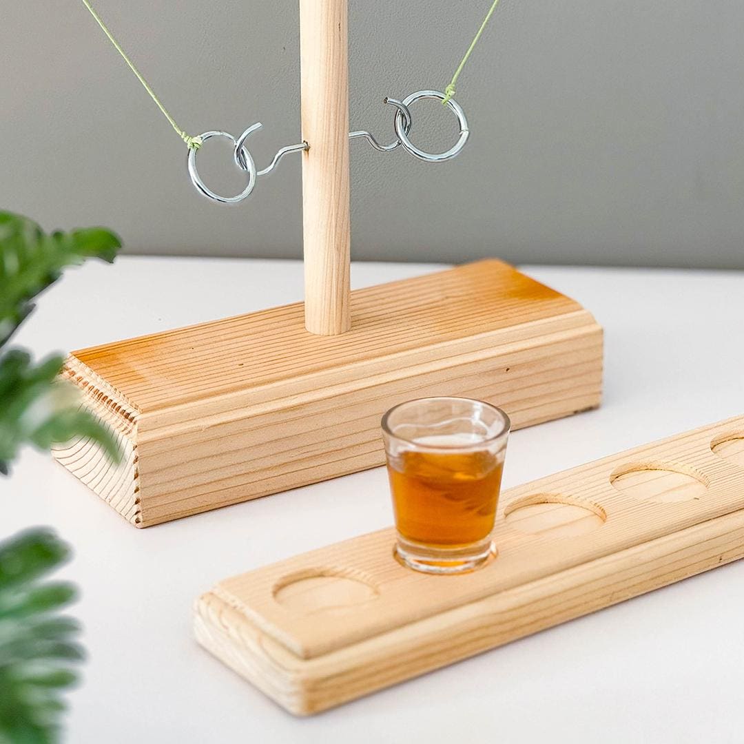Jeu De Lancer D'anneaux En Bois AINIUNIU - 25x27cm - Jeu D'adresse Pour Famille/bar