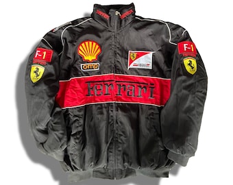 Vintage Ferrari Racing Jacket | F1 Jacket | Car Jacket | Formula One | Rally Jacket | Street wear | Old School | Black and Red