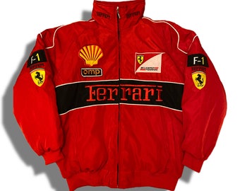 Vintage Ferrari Racing Jacke | F1 Jacke | Auto-Jacke | Formel 1 | Jacke Kundgebung | Straßenkleidung | Alte Schule | Rot