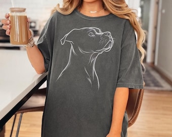 Custom Pitbull Shirt, customize with pet name, Comfort Colors, simple minimalist line design - Perfect for Pitbull lovers