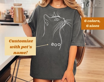 Custom Cat Shirt, Cat Tshirt, Kitty T-Shirt, Gift for Cat Owner, Gift For Cat Lover, Cat Mom Tee, Cat Dad Gift, Cat Silhouette T-Shirt Gift