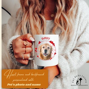 Aangepaste fotomok hondenliefhebber cadeau voor Valentijnsdag, koffiemok met huisdierfoto en naam en liefdesborden, gepersonaliseerde geschenken, hond moeder hond vader