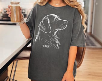Personalized Golden Retriever T-Shirt: Minimalist Line Art Dog Shirt