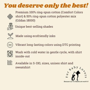 why buy this, premium shirt and sweatshirt quality, unique shades, vibrant printing, customized for you, one-of-a kind